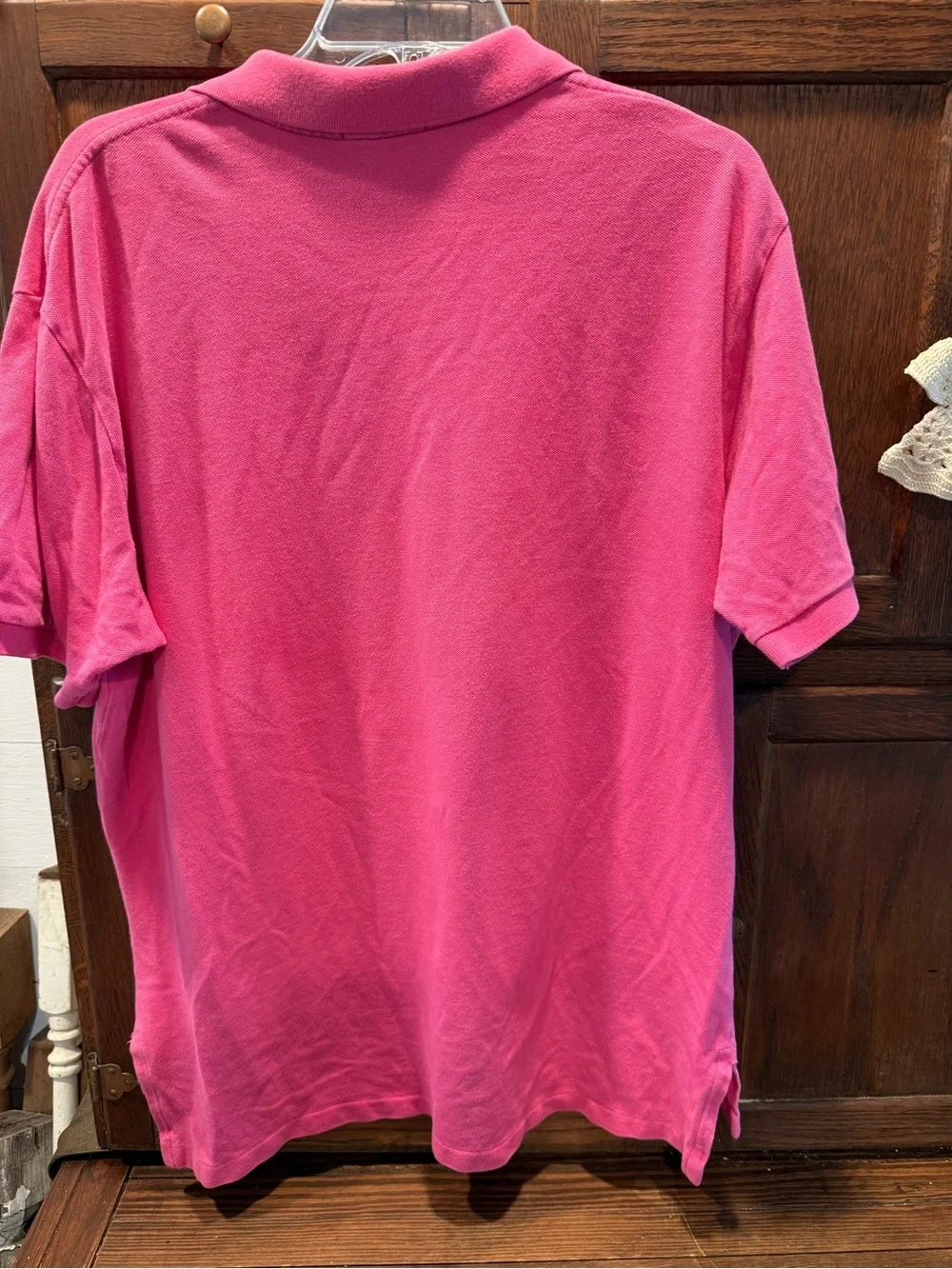 Ralph Lauren Men's Bright Pink Polo with Green Pony Logo
